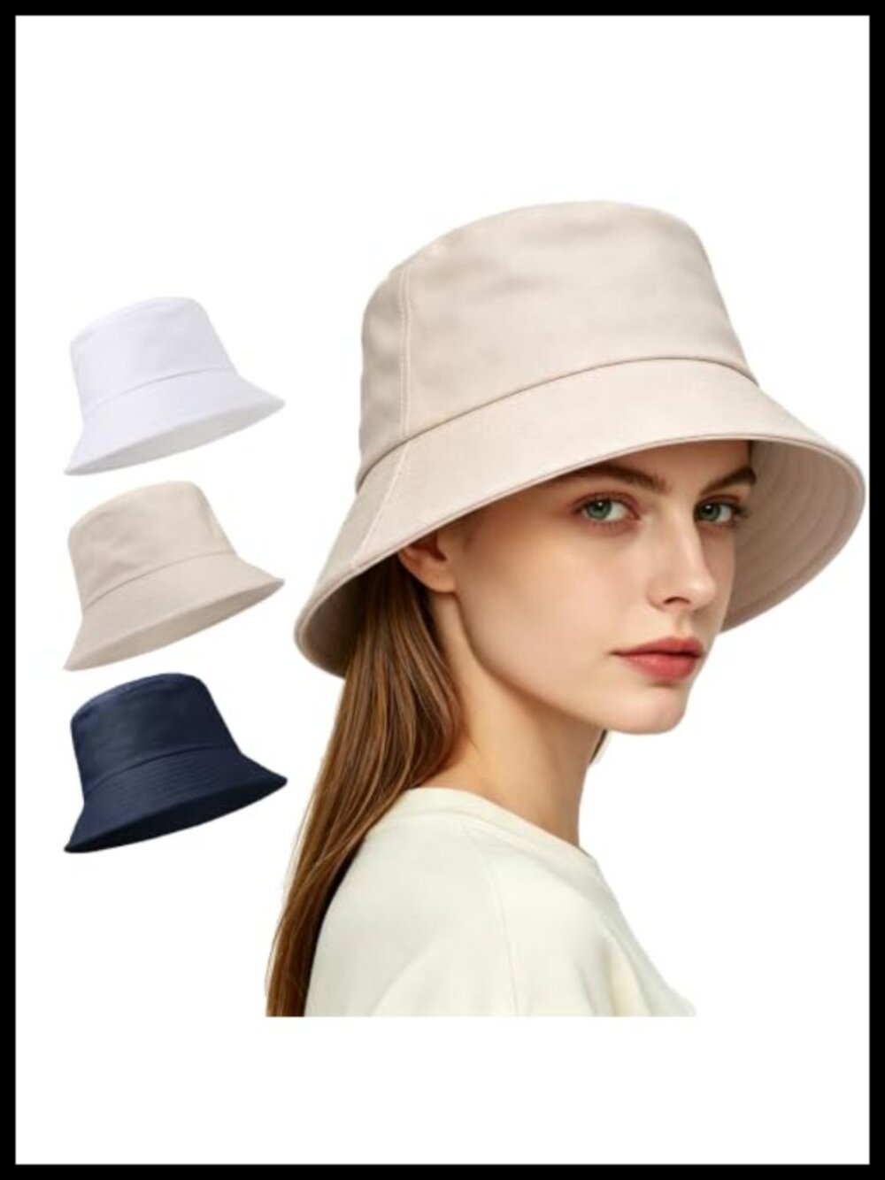 3 Pack Unisex Cotton Bucket Sun Hats UV Protection Foldable for Outdoor